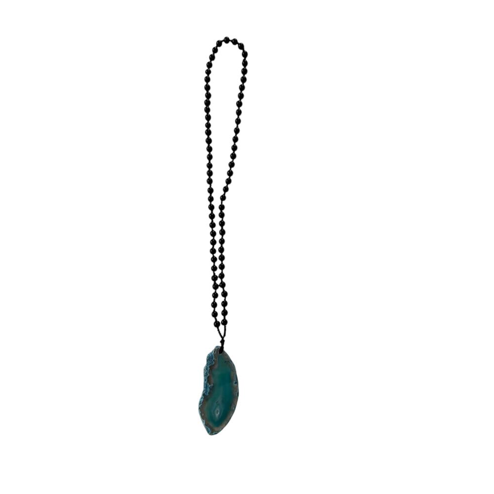 Beautiful Blue Agate Slice Necklace